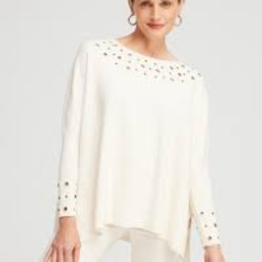 Chicos Sweater Poncho English Cream NWT